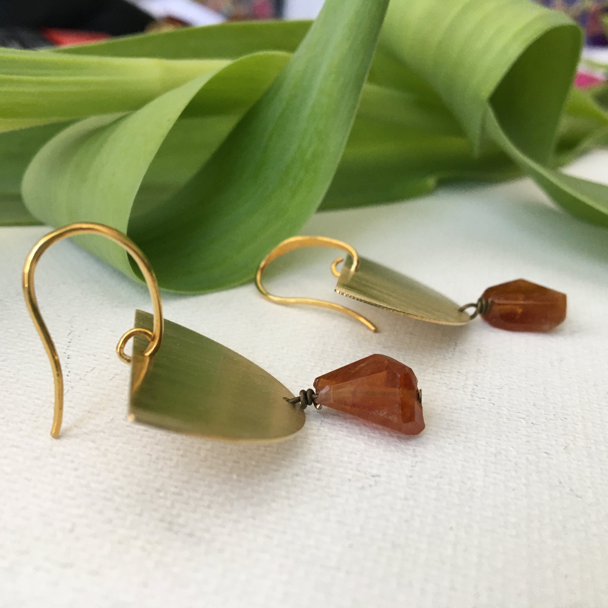 Hessonite & Brass Earrings