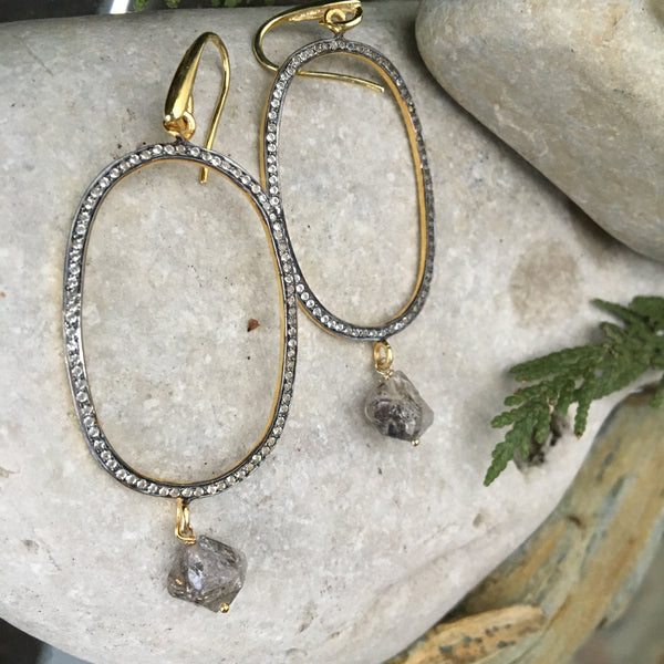 Pave Oval Earrings