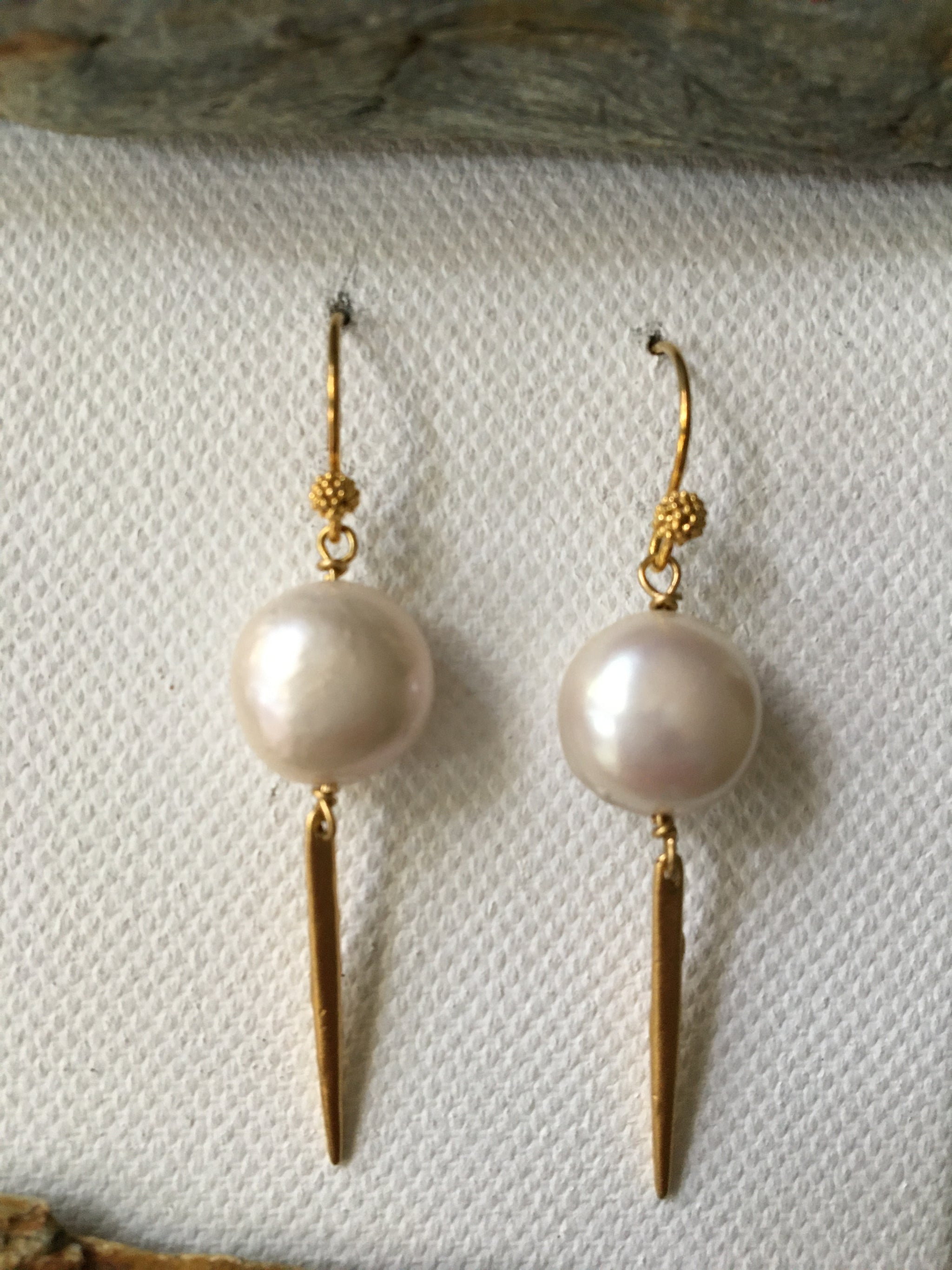 White Pearl Vermeil Earrings