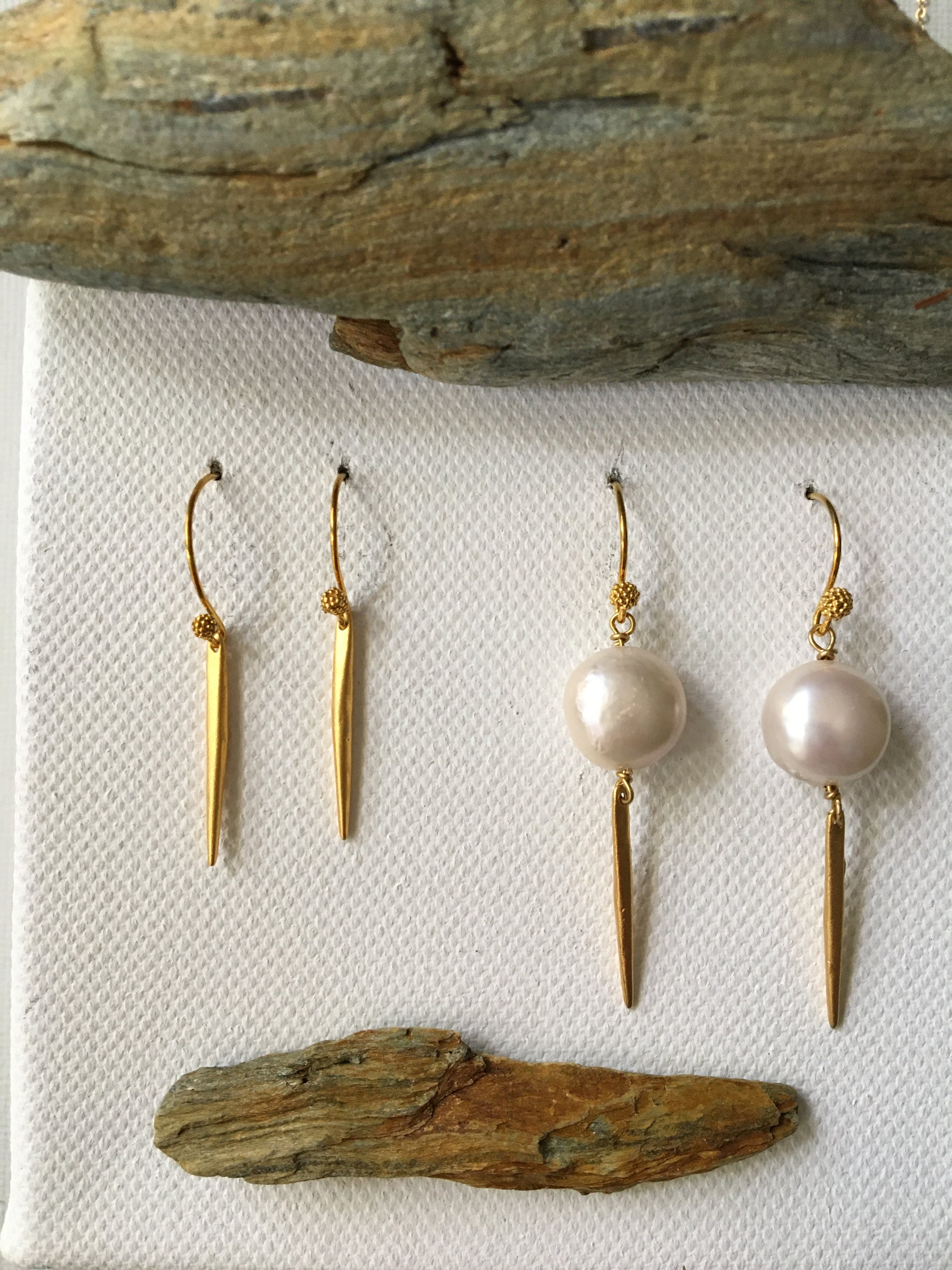 White Pearl Vermeil Earrings