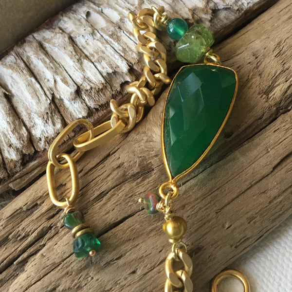 Evergreen and Gold Bracelet