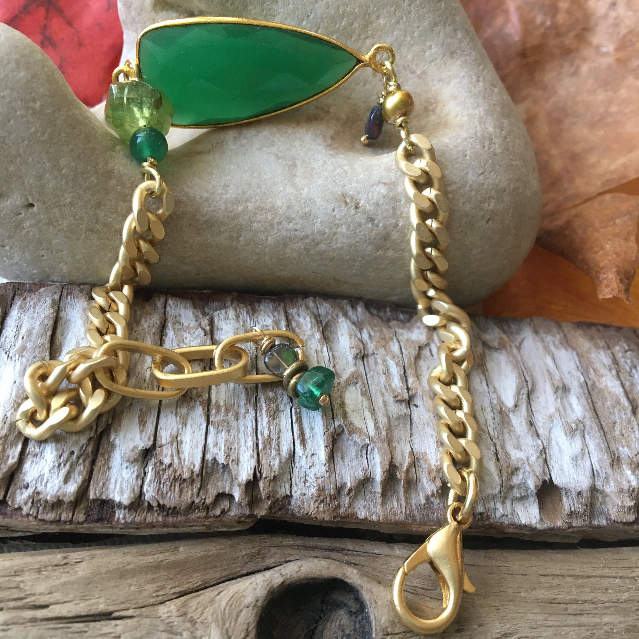 Evergreen and Gold Bracelet