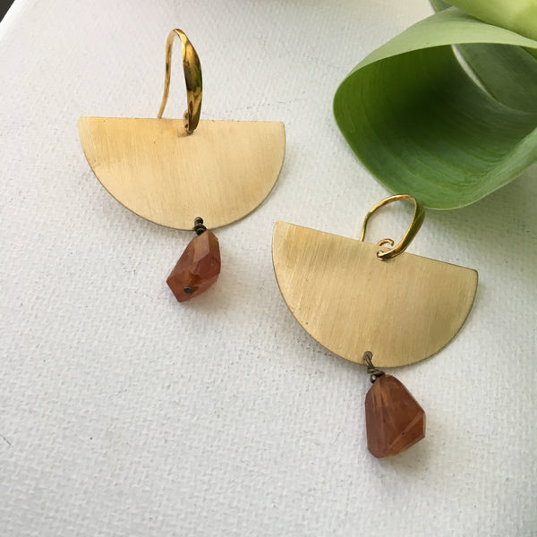 Hessonite & Brass Earrings