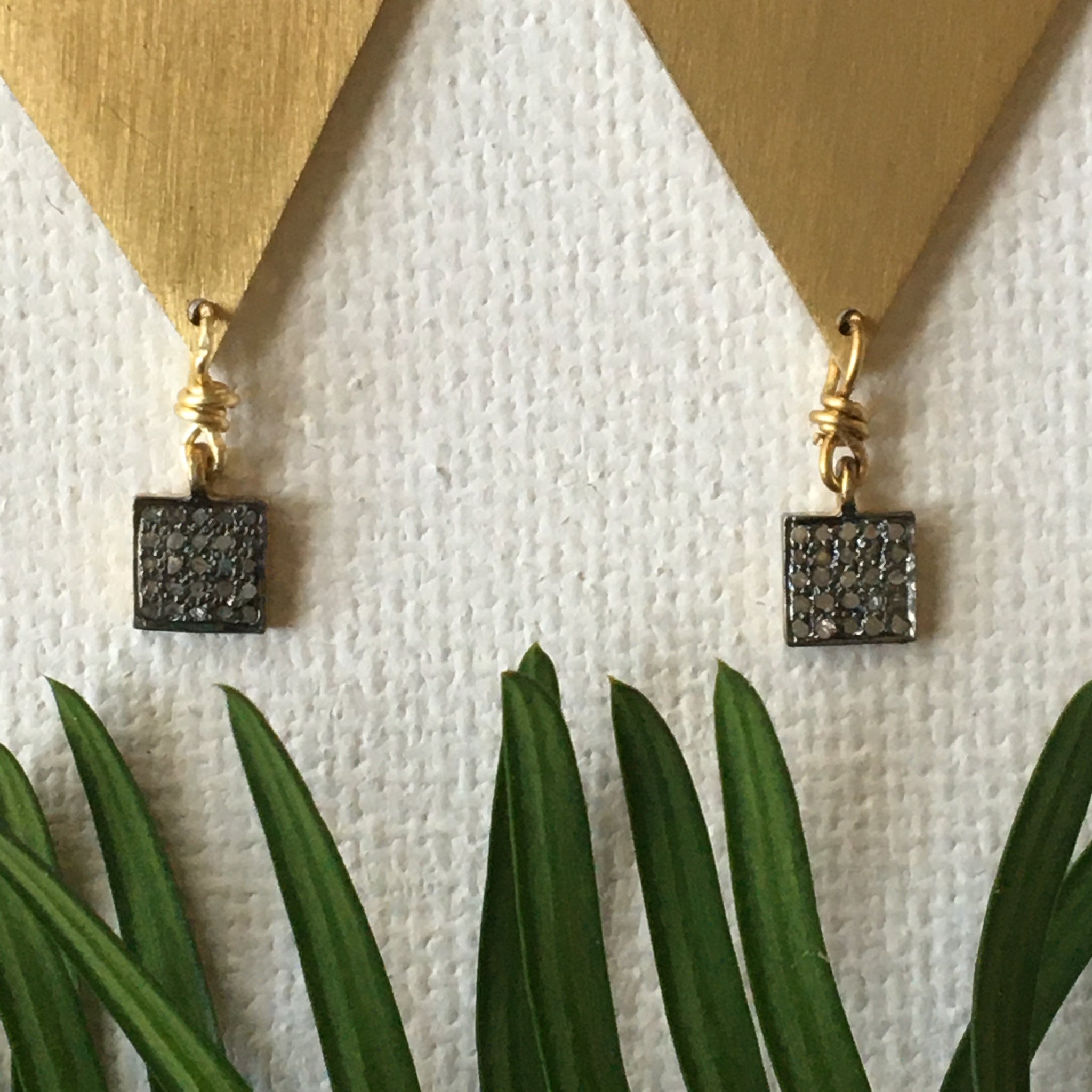 Brass and Pave Earrings