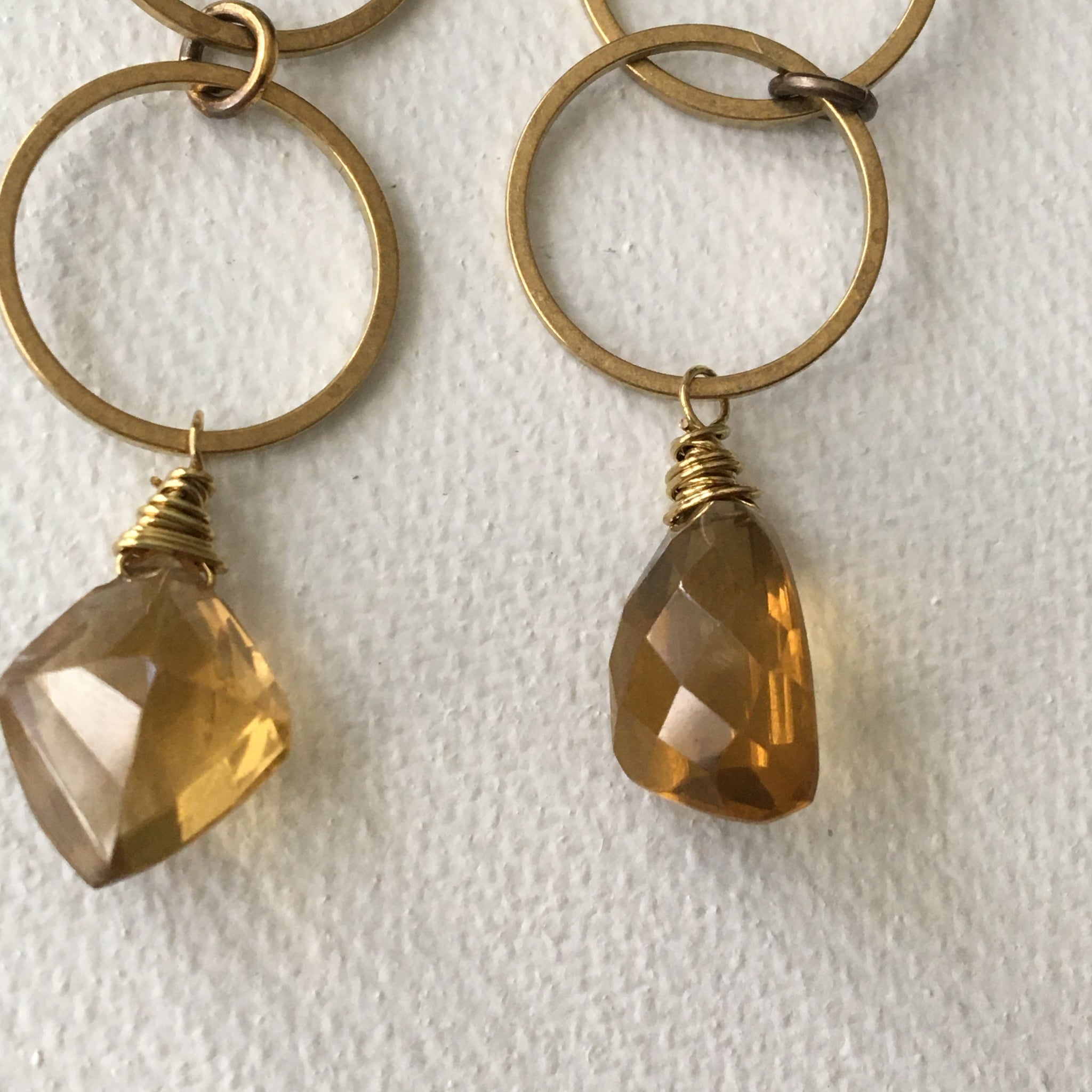 Beer Quartz Circle Drop Earrings