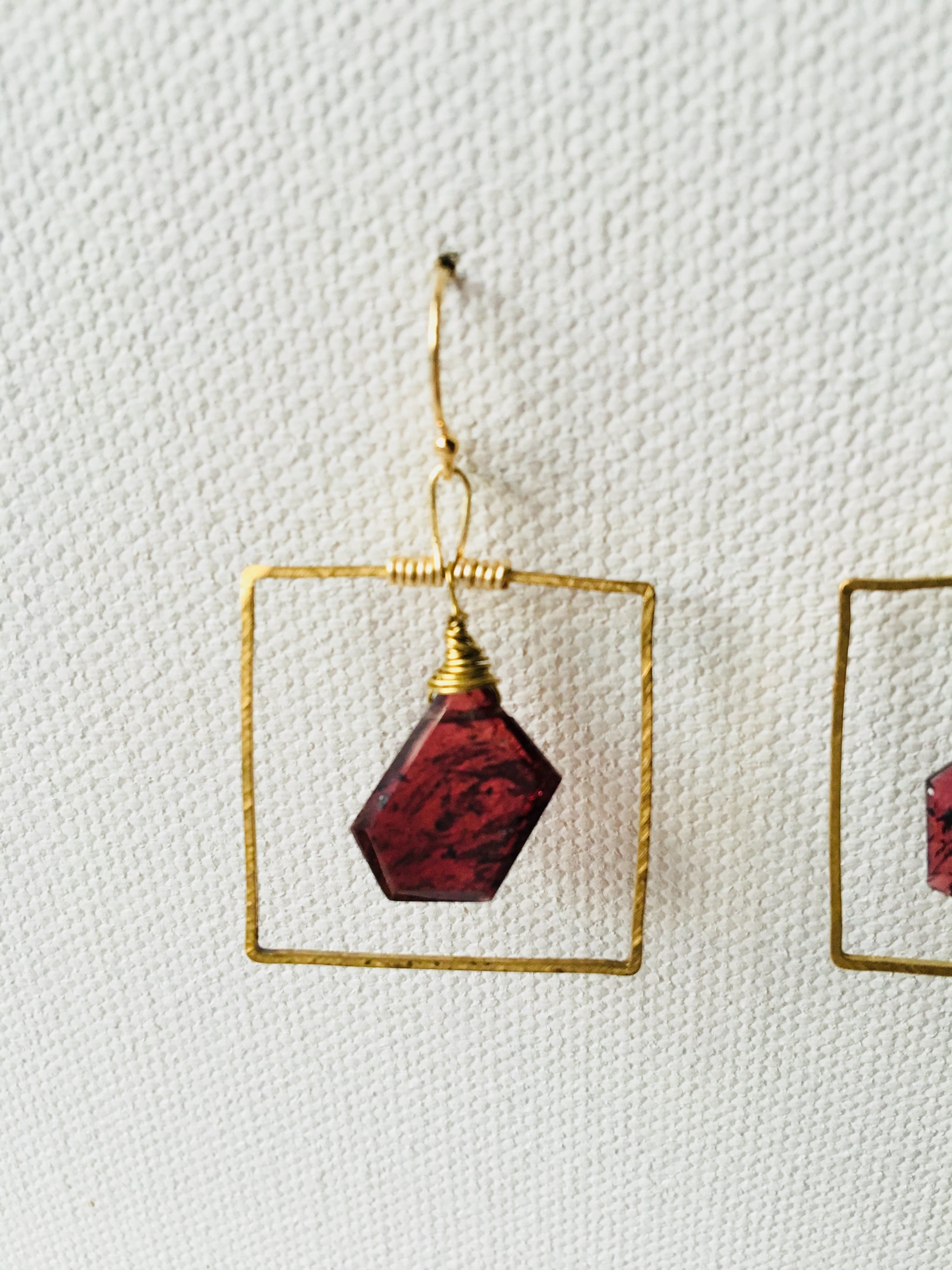 Flat Red Earrings