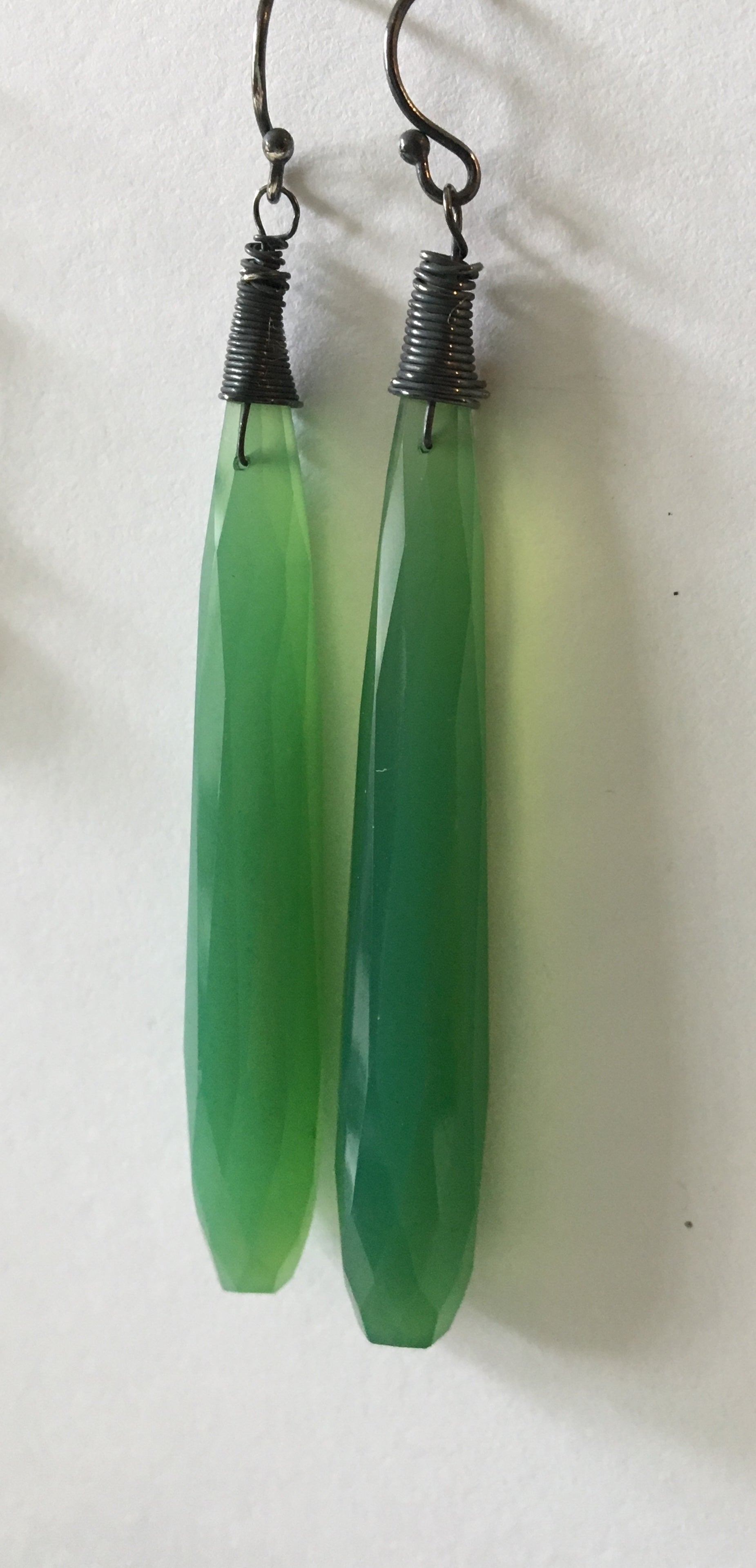 Long Sleek Green Earrings SOLD