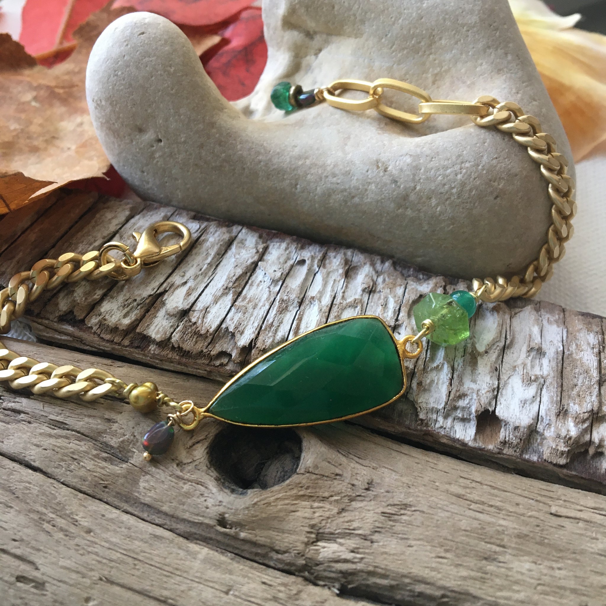 Evergreen and Gold Bracelet