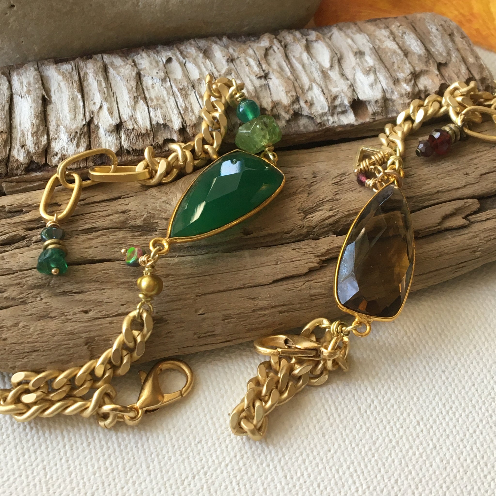 Evergreen and Gold Bracelet