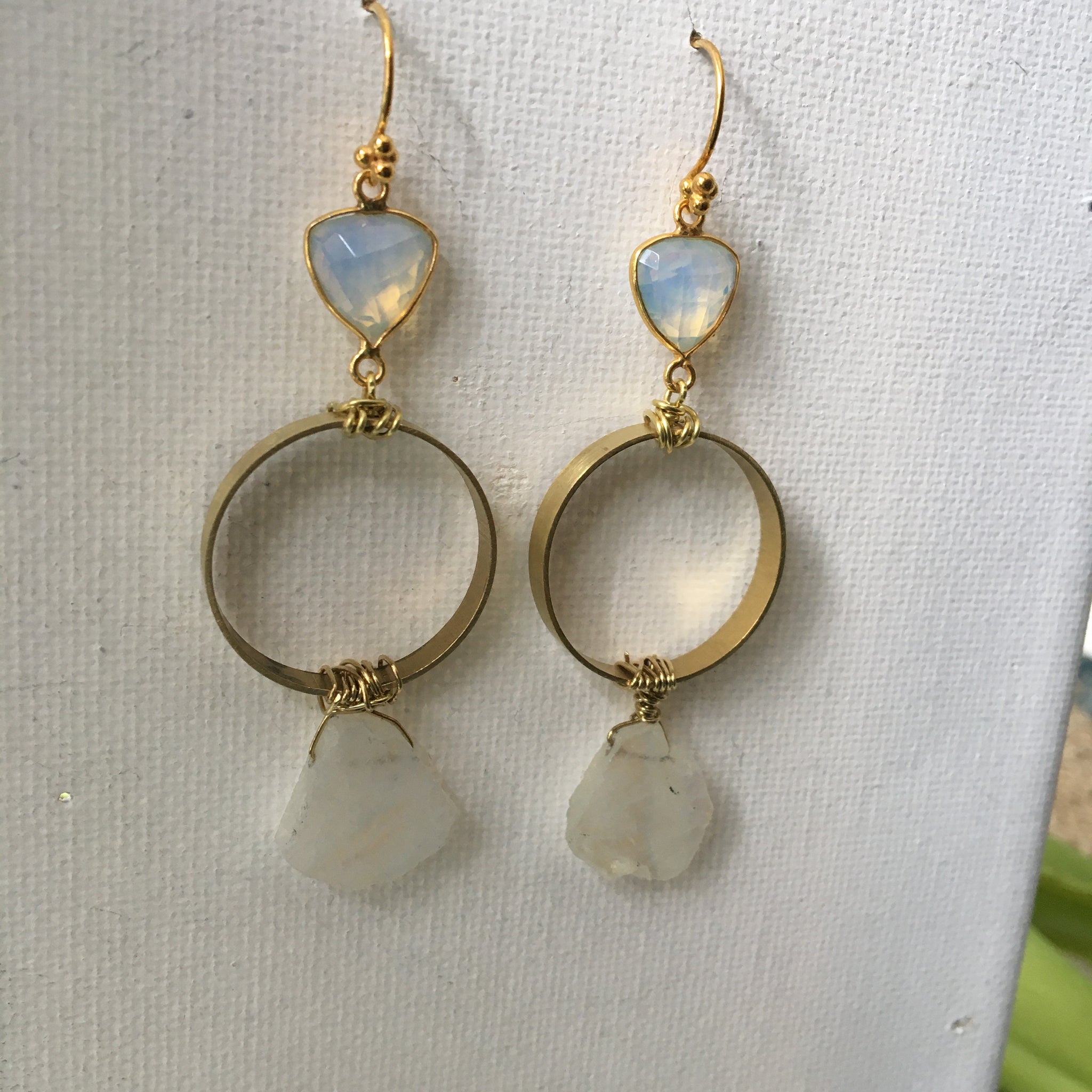 White on White on Brass Earrings SOLD