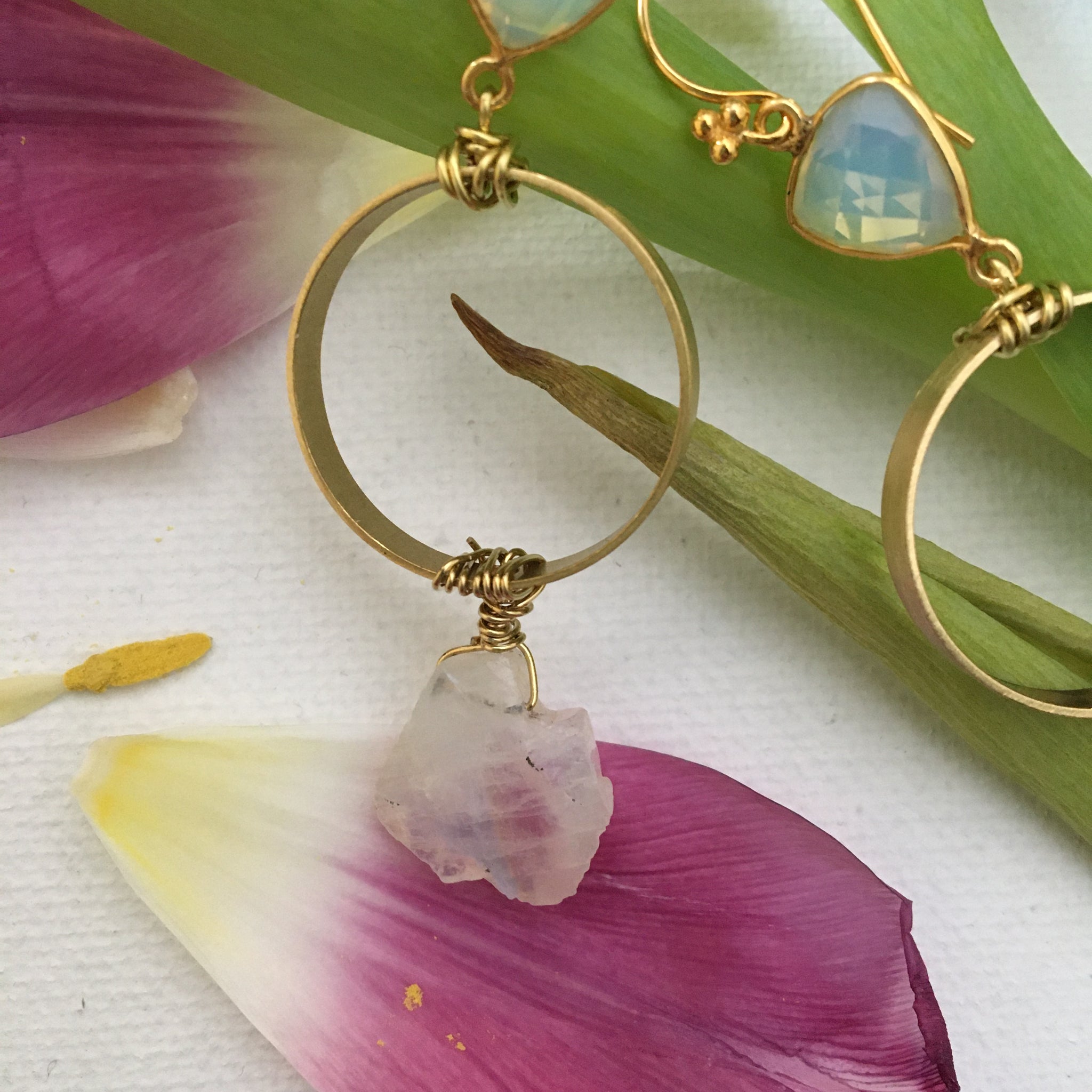 White on White on Brass Earrings SOLD