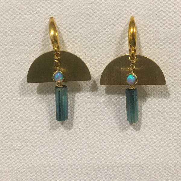 So Sweet Brass & Blue Earrings