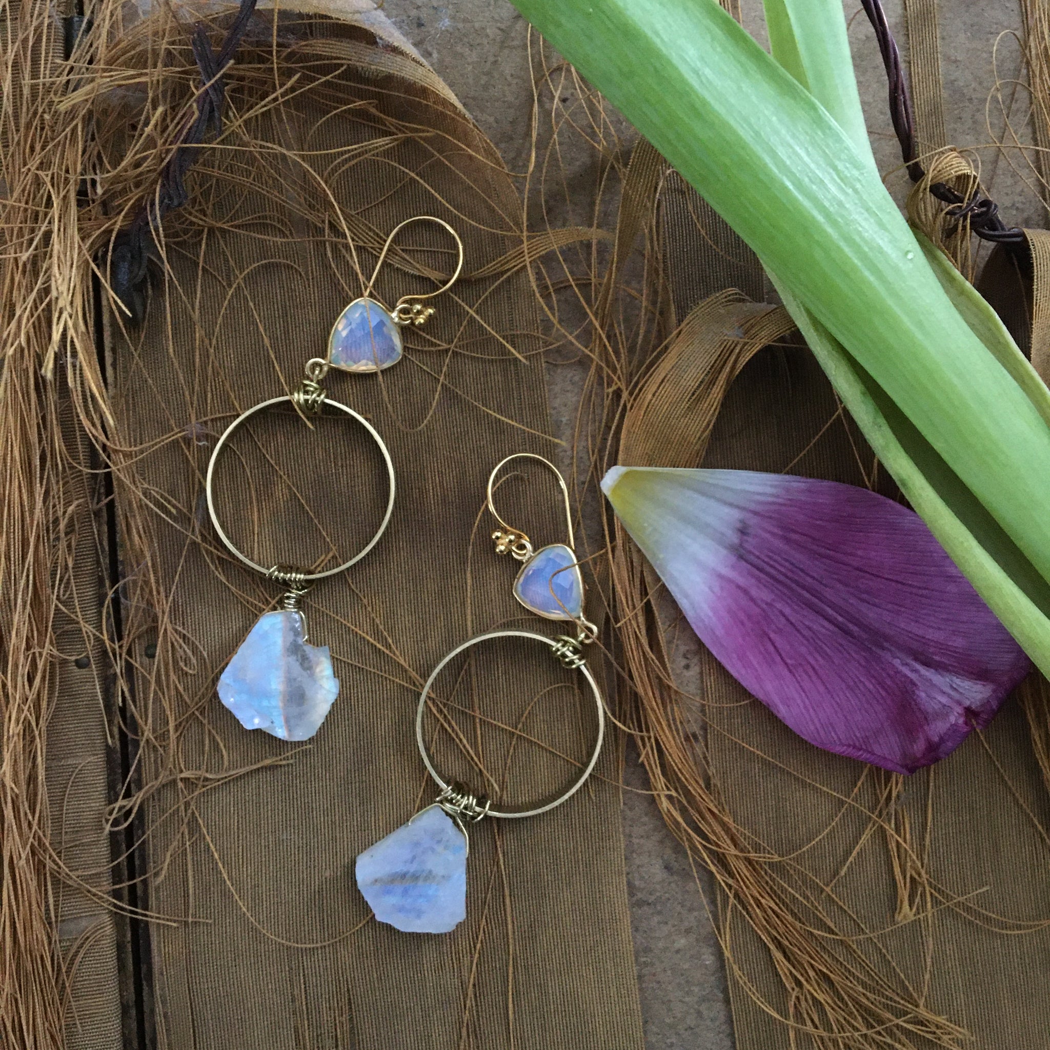 White on White on Brass Earrings SOLD