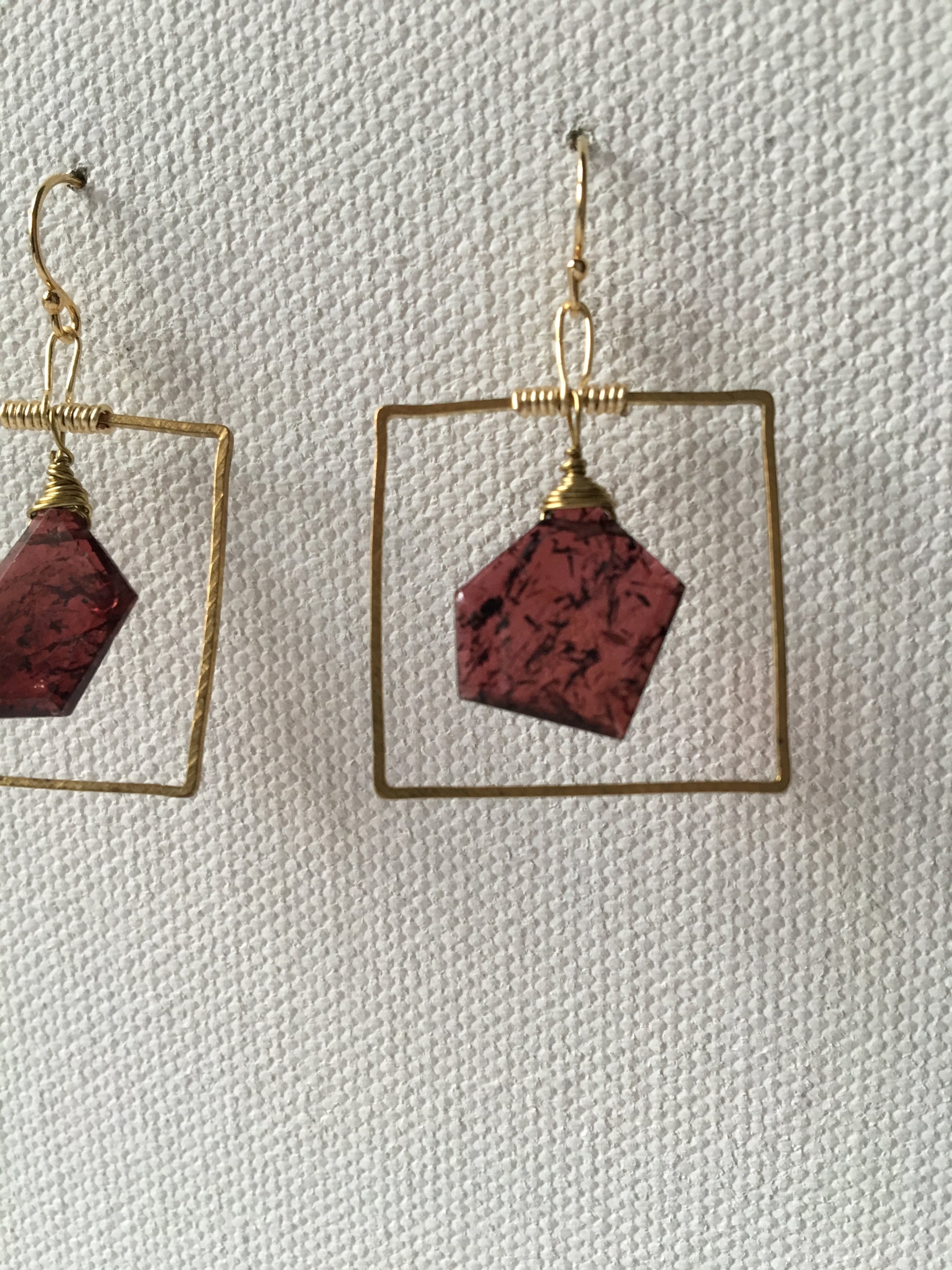 Flat Red Earrings