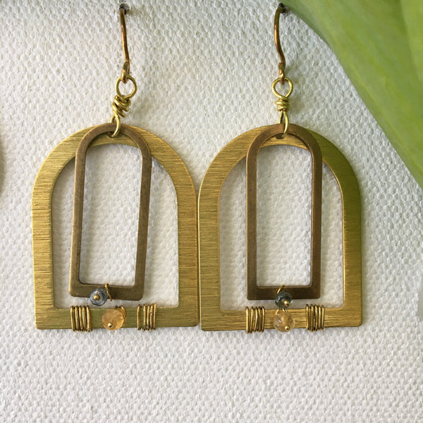 Bird Cage Brass Earrings