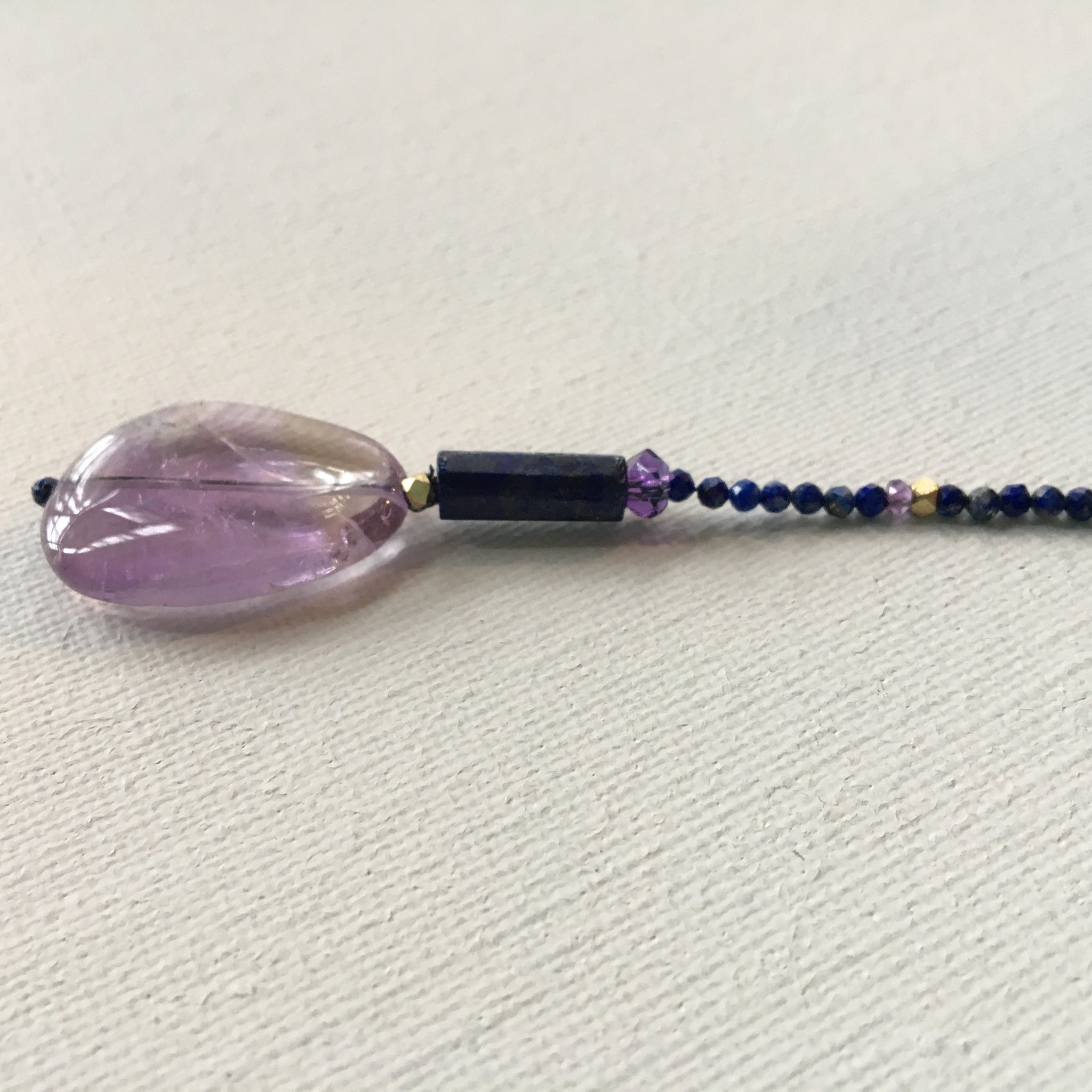 Long Lapis Lariat Necklace