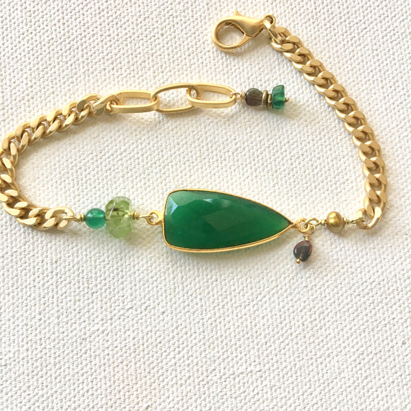 Evergreen and Gold Bracelet