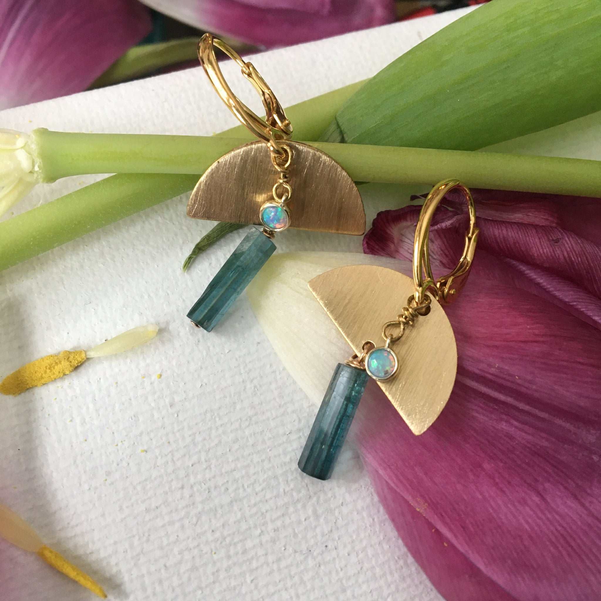 So Sweet Brass & Blue Earrings