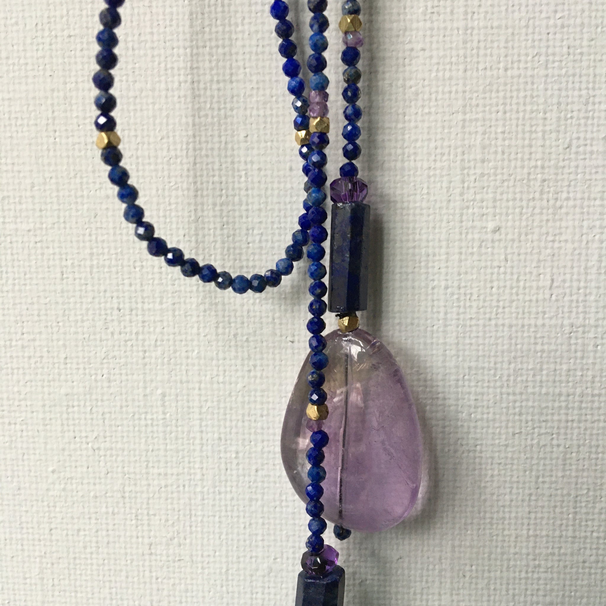 Long Lapis Lariat Necklace