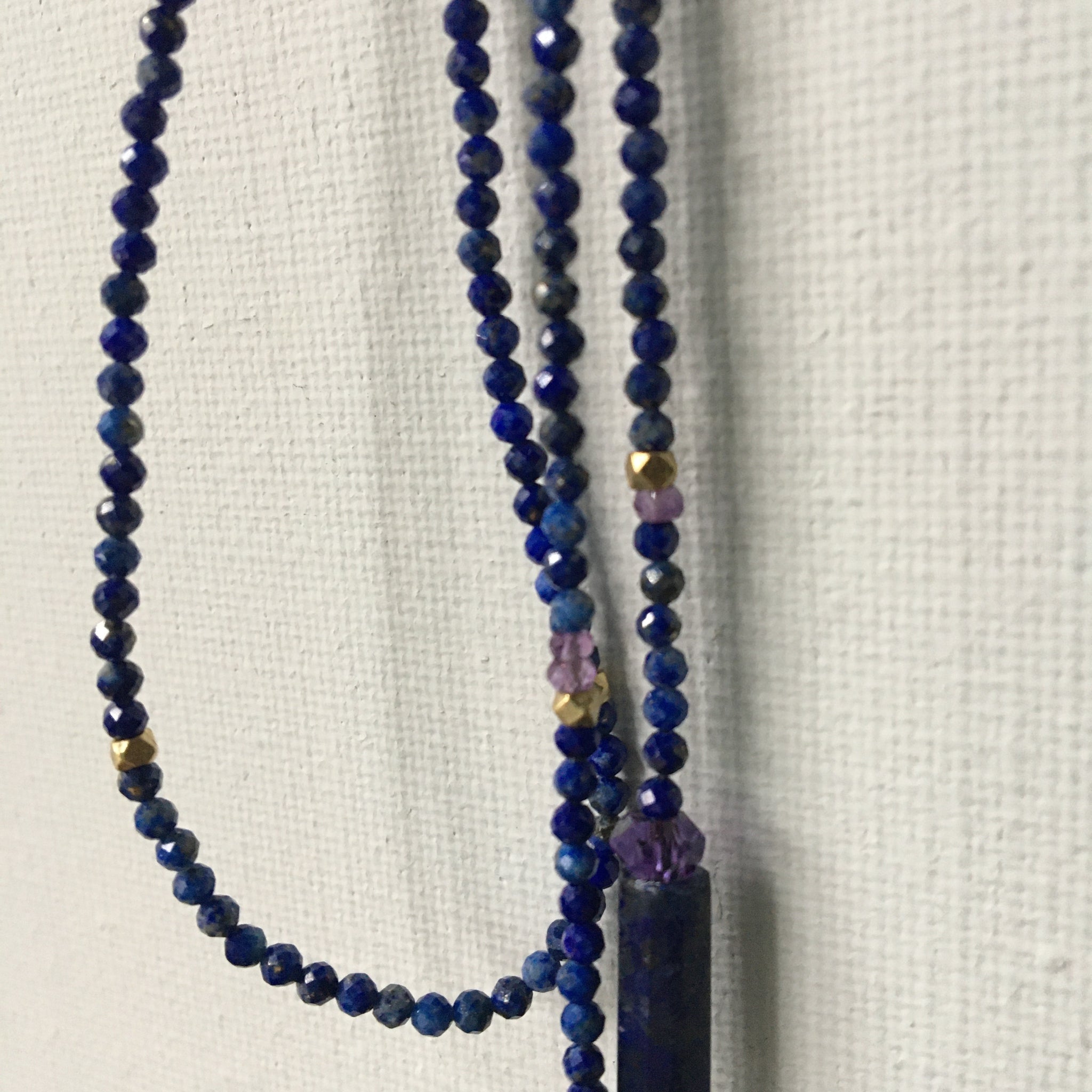 Long Lapis Lariat Necklace