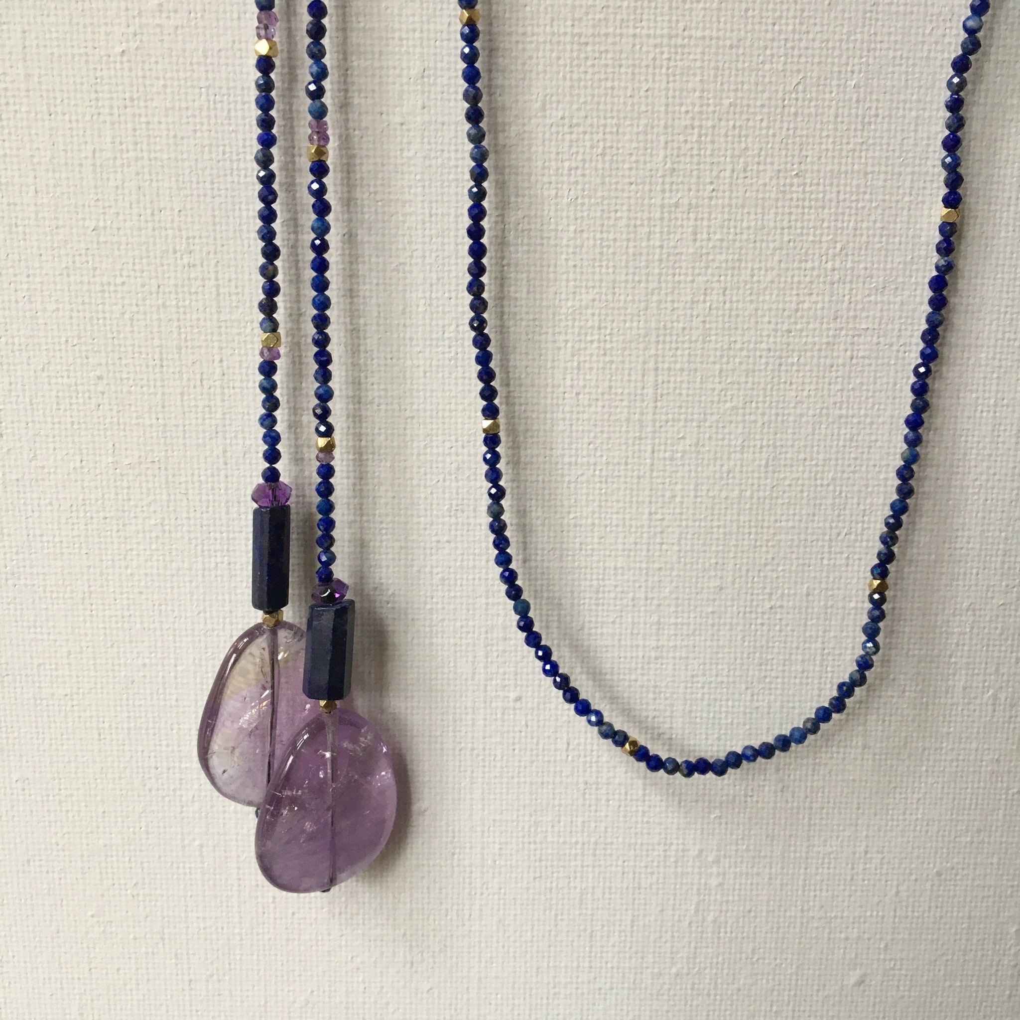 Long Lapis Lariat Necklace