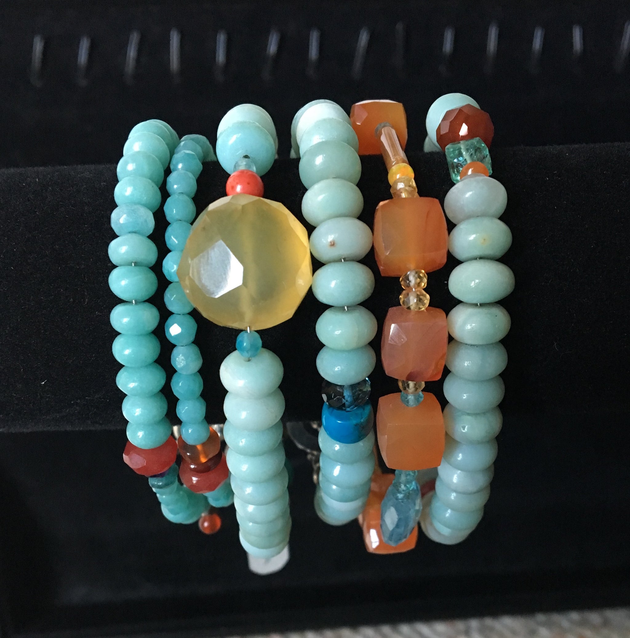 Chunky Amazonite and Big Yellow Bracelet