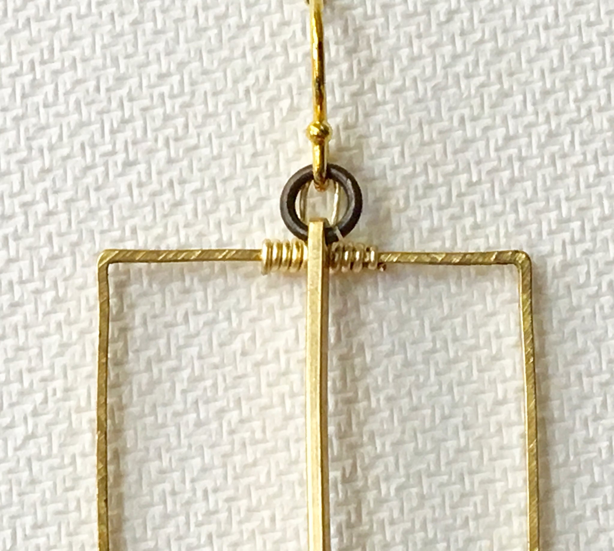 Geometric Gold Tone Pearl Earrings