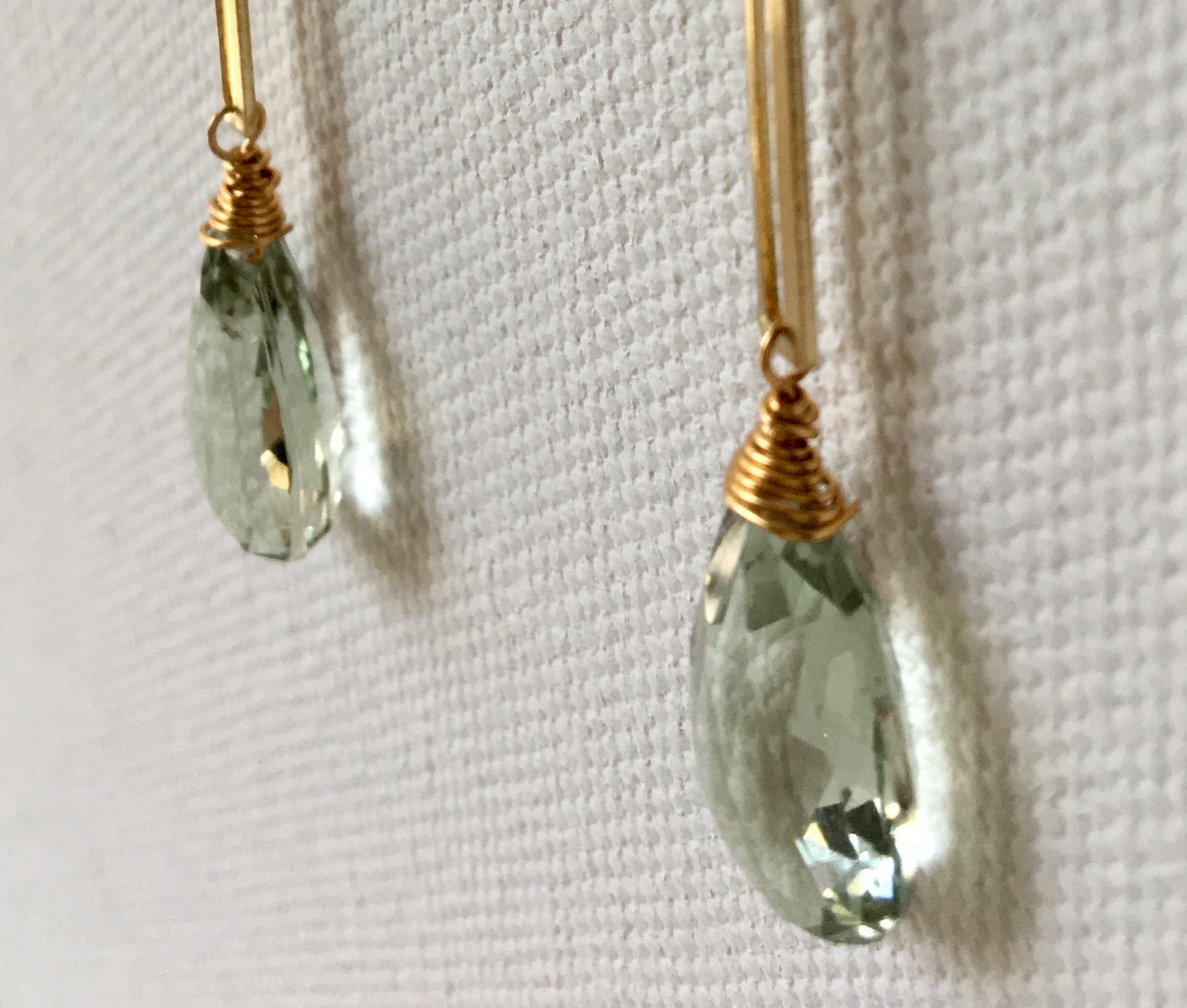 Long Elegant Green Amethyst Earrings