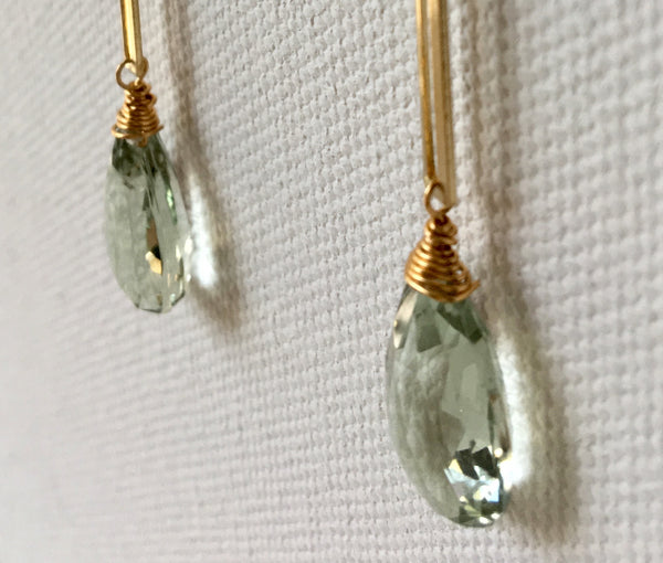 Long Elegant Green Amethyst Earrings