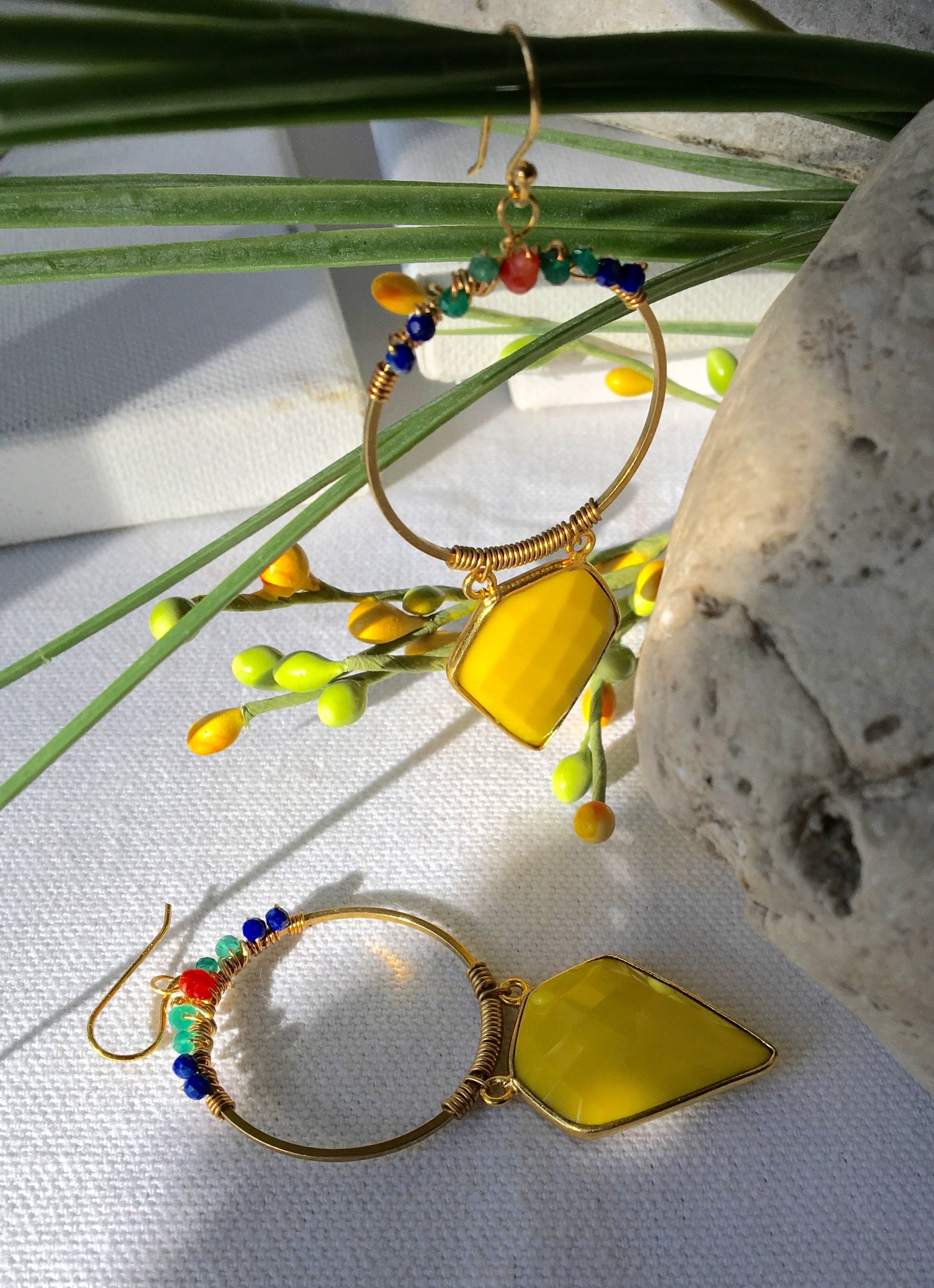 Funky Fun Yellow Chalcedony Earrings