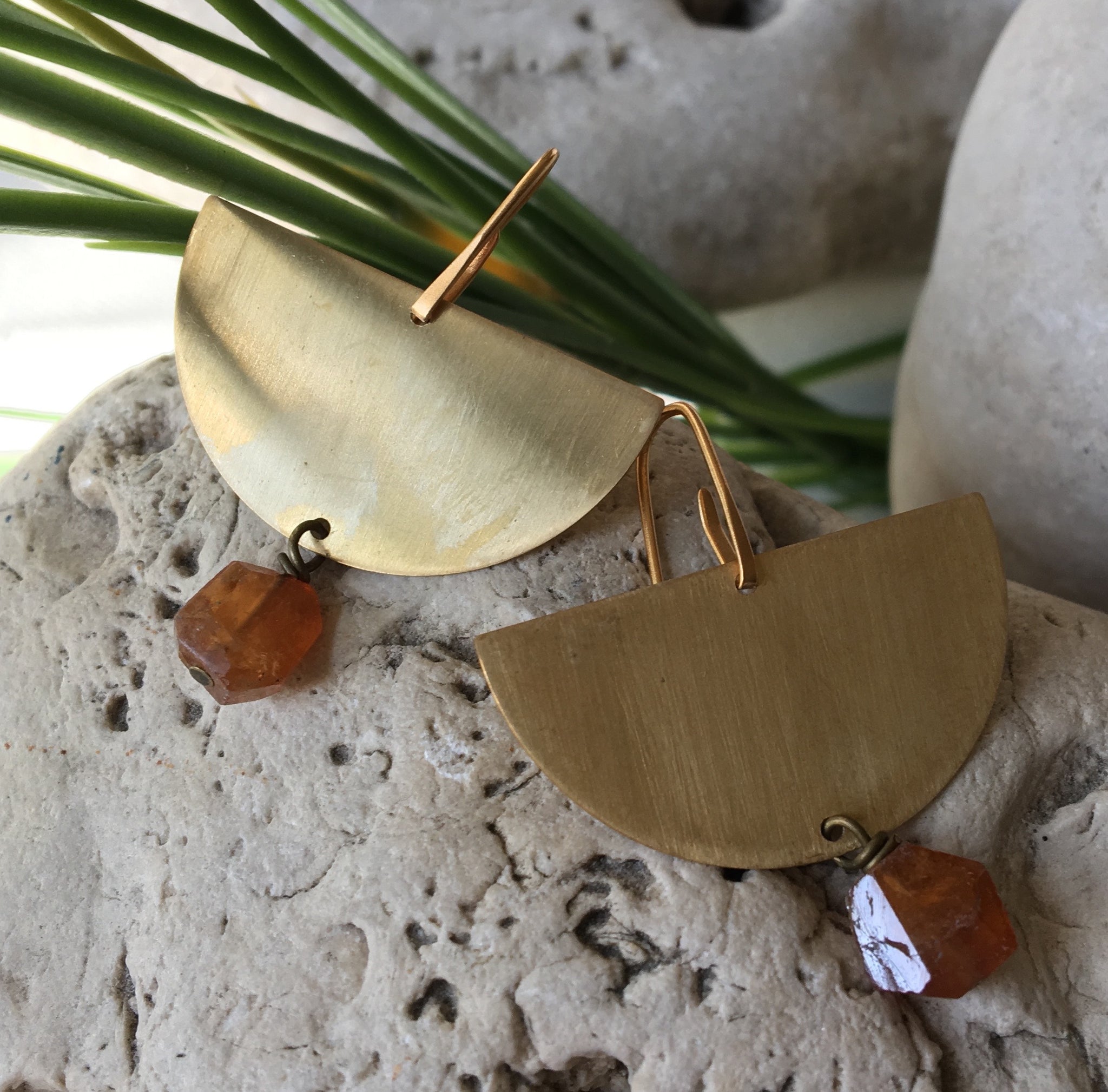 Hessonite & Brass Earrings