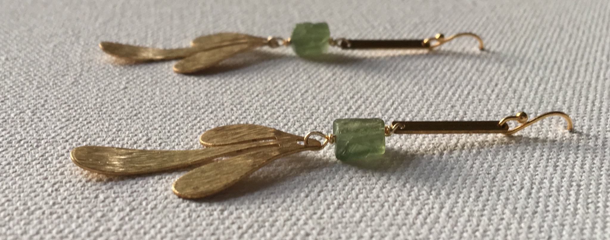 Long Brassy touch of "Grass" Earrings