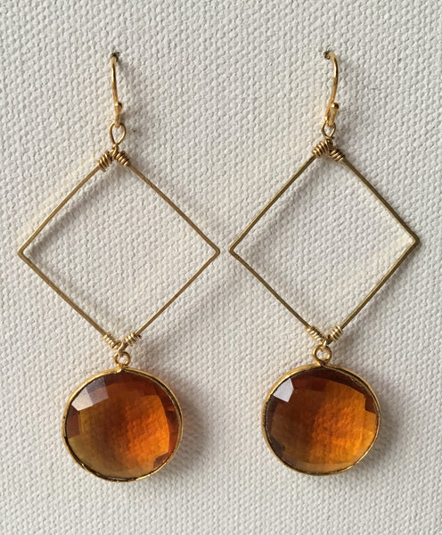 Showy Beer Quartz Earrings