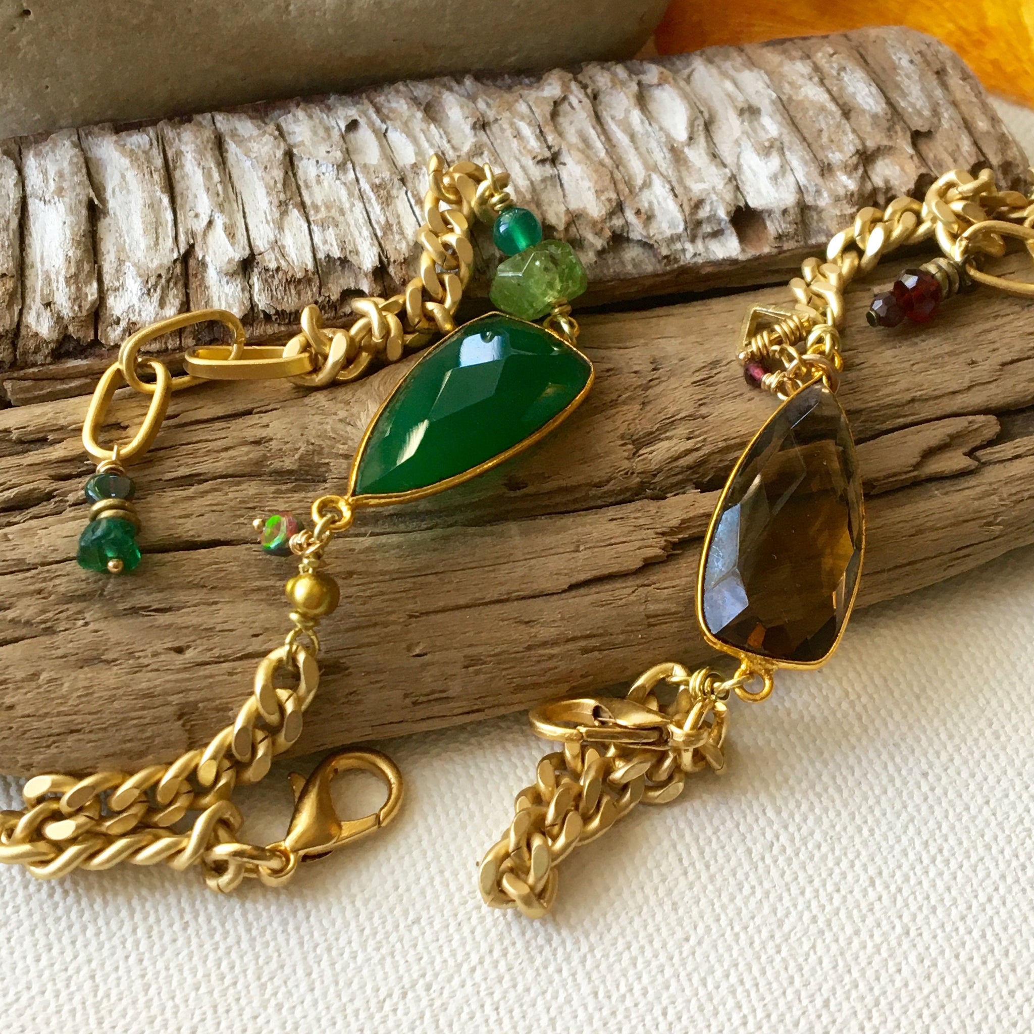 Bold/Gold Smoky Quartz Bracelet