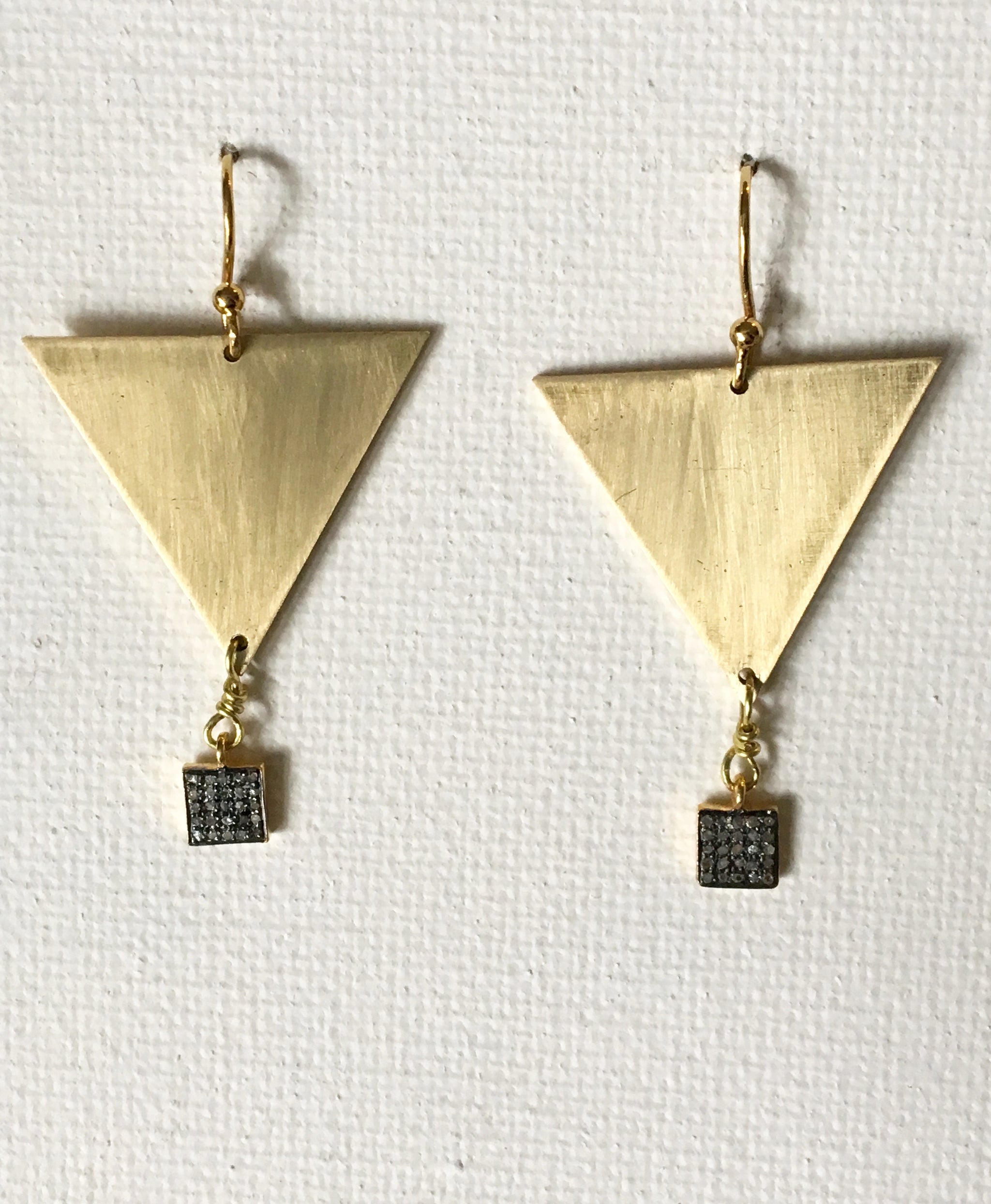 Brass and Pave Earrings