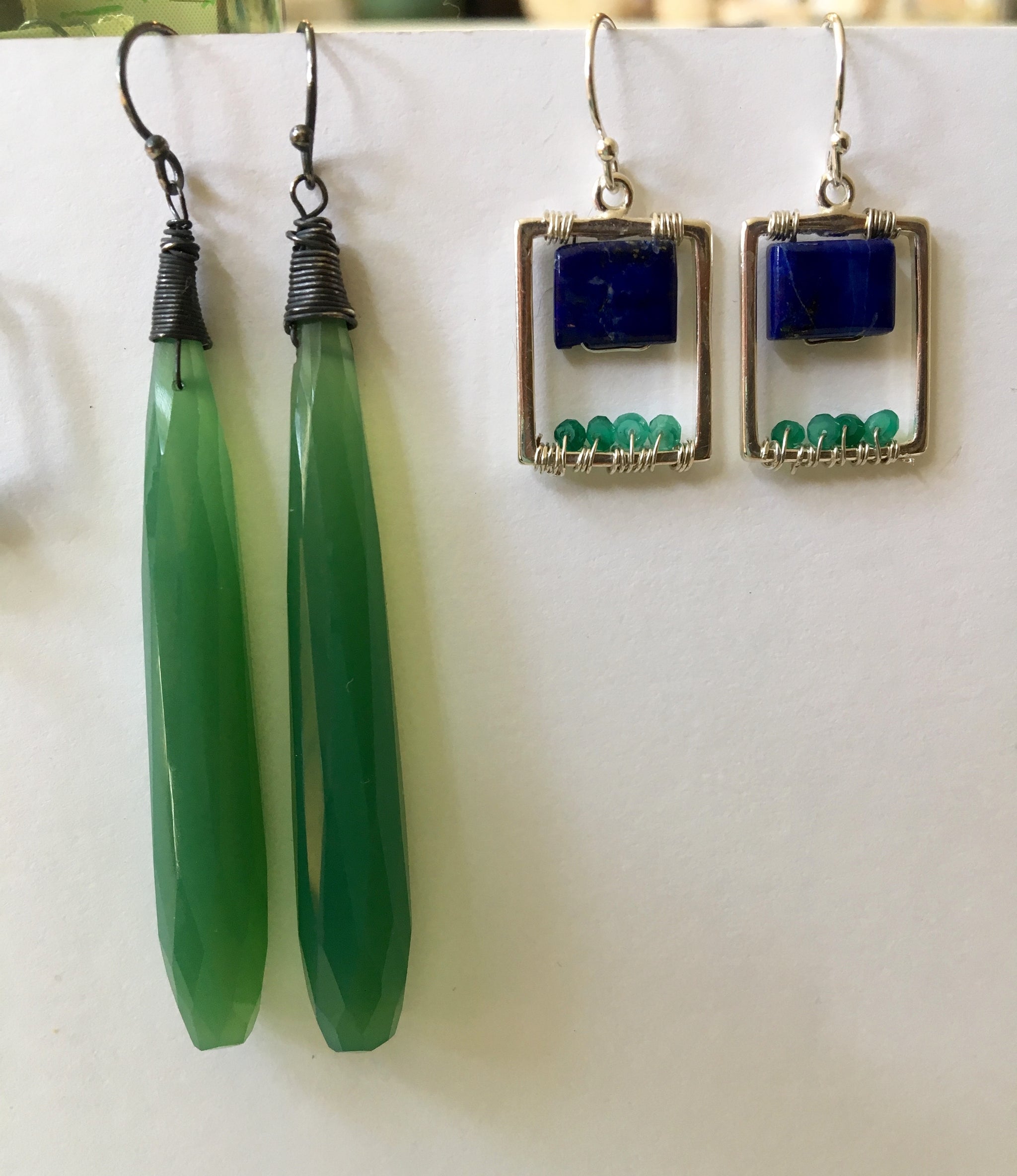 Long Sleek Green Earrings SOLD