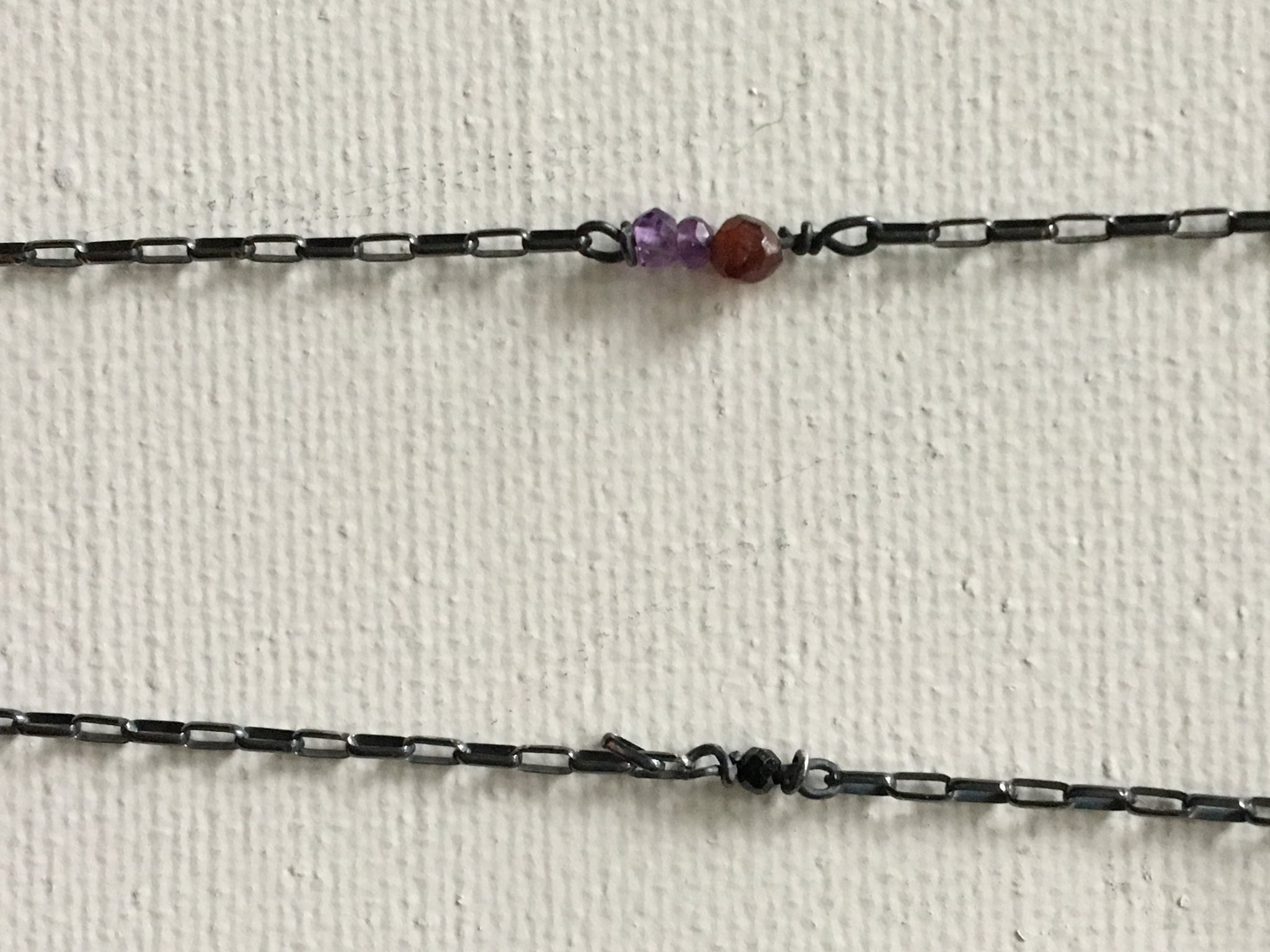 Floating Gems on Sterling Necklace