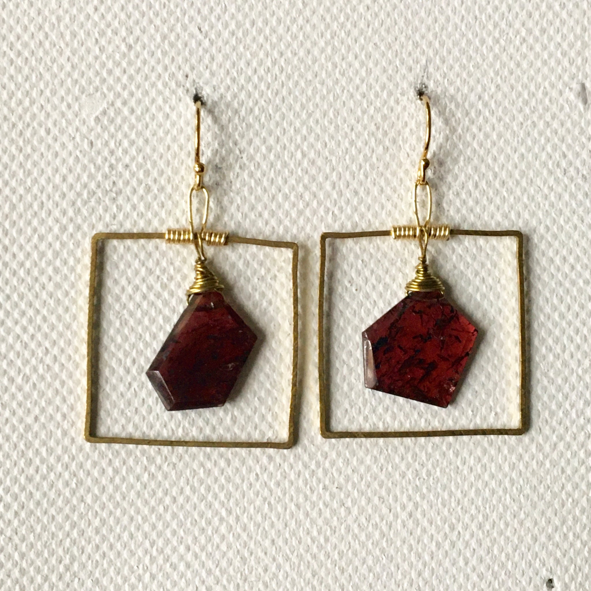 Flat Red Earrings