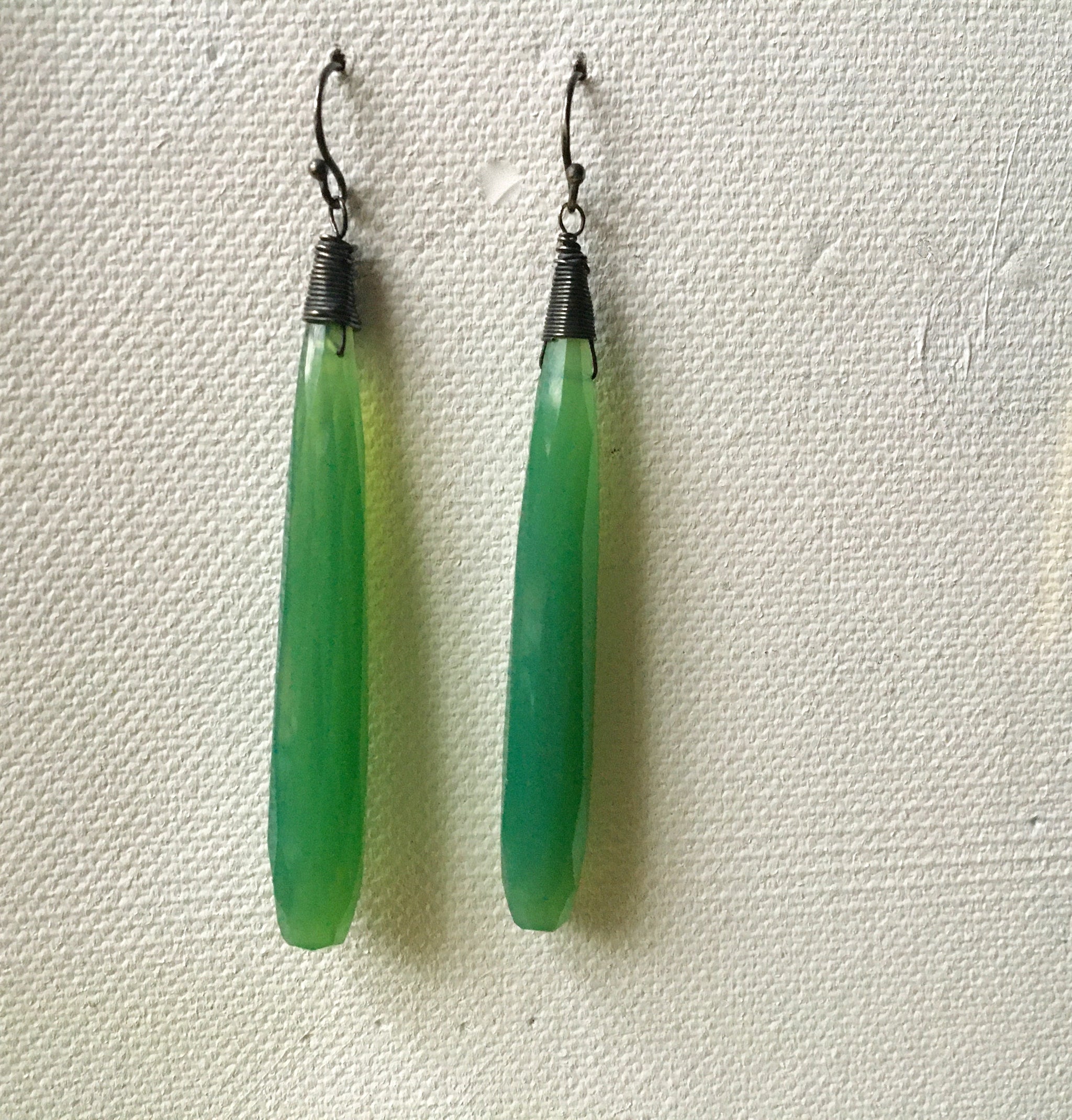 Long Sleek Green Earrings SOLD