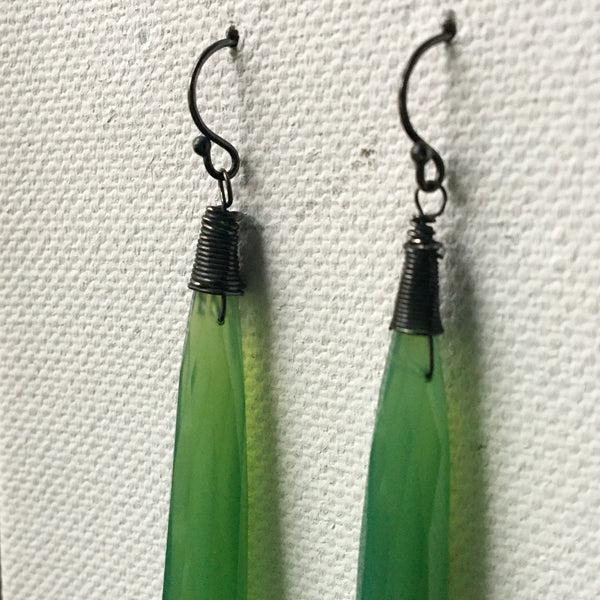 Long Sleek Green Earrings SOLD