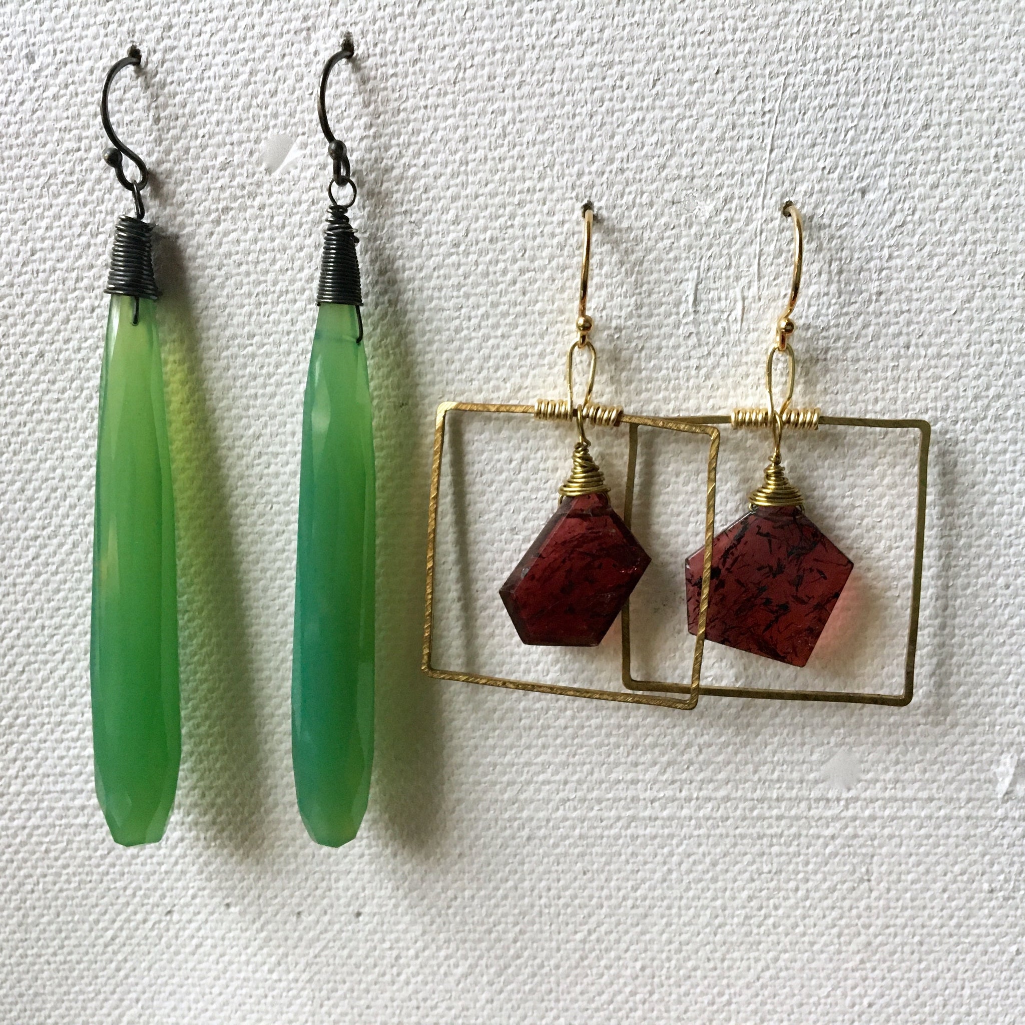 Long Sleek Green Earrings SOLD