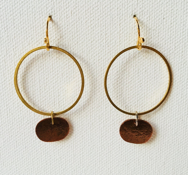 Simple Casual Brass & Copper Earrings