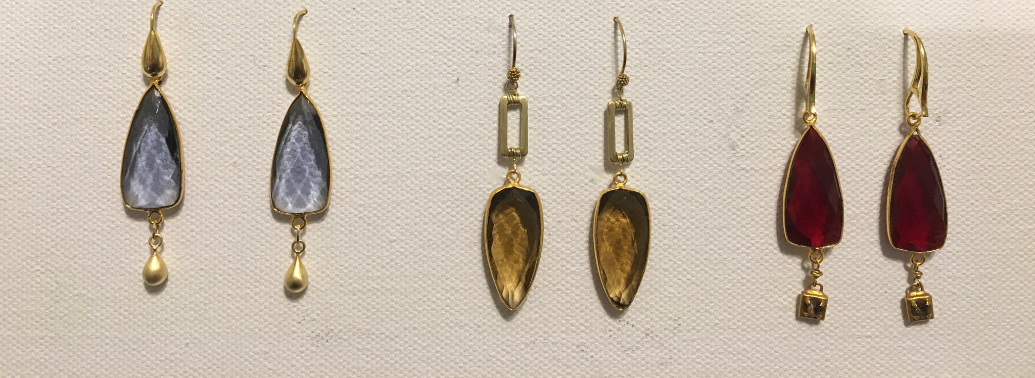 Tear Drop Gold and Iolite Earrings